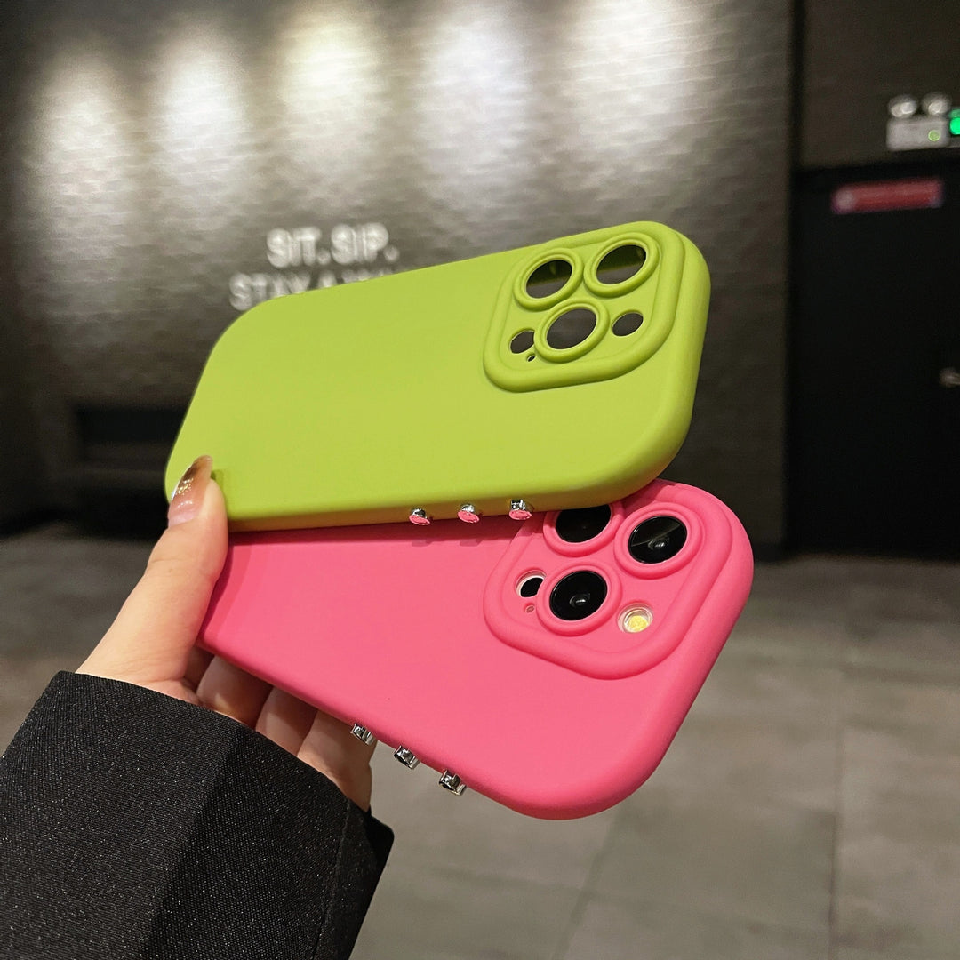 Applicable Phone Case Silicone Solid Color Plating Button TPU Drop-resistant Protective Cover