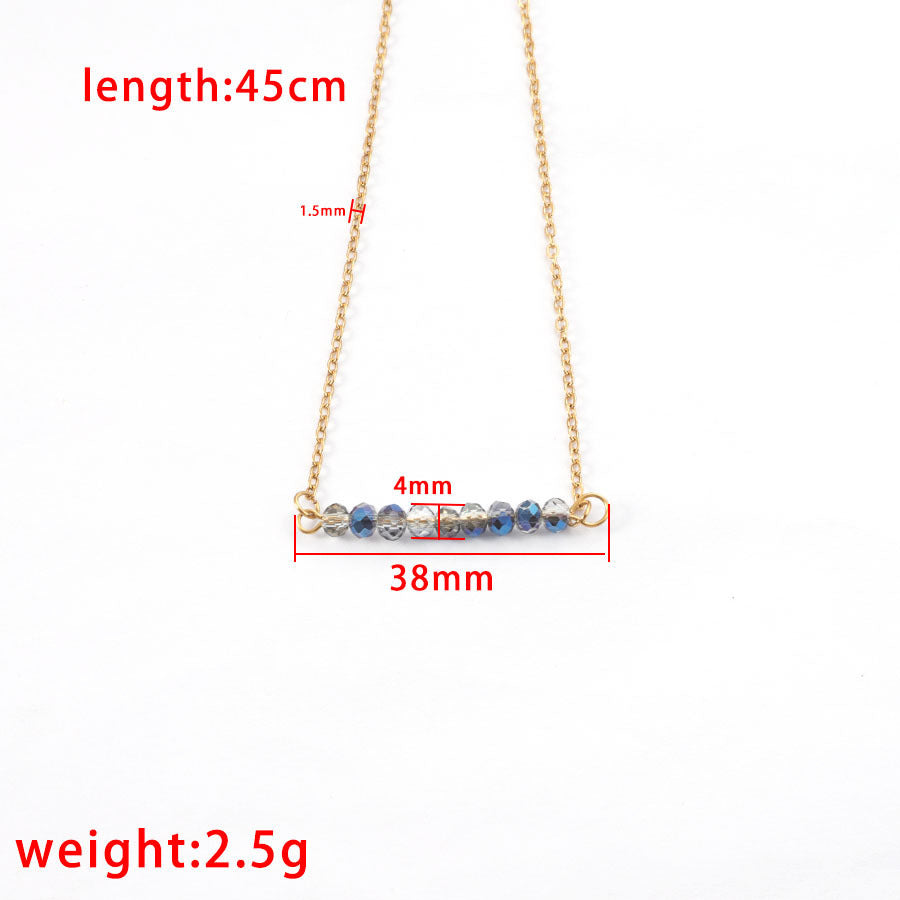 Collier en pierre en verre de 4 mm chaîne en acier inoxydable