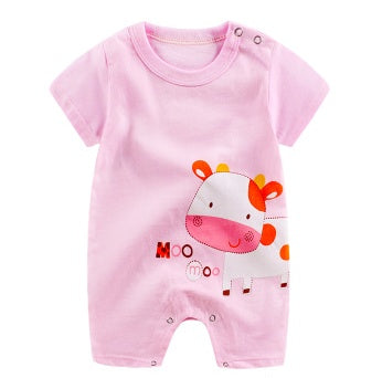 Baby Kurzarm Cartoon Print Strampler