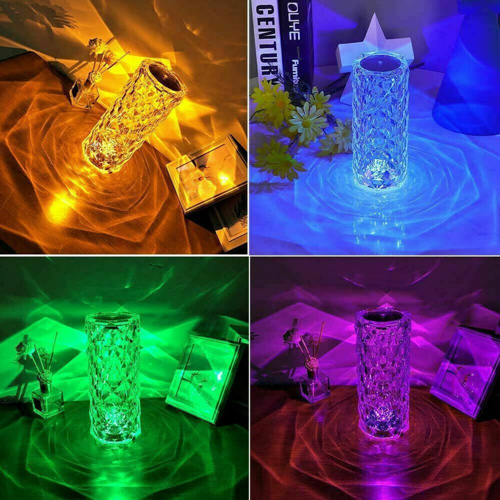 LED kristal masa lambası elmas gül gece ışığı dokunmatik atmosfer ve uzaktan kumanda