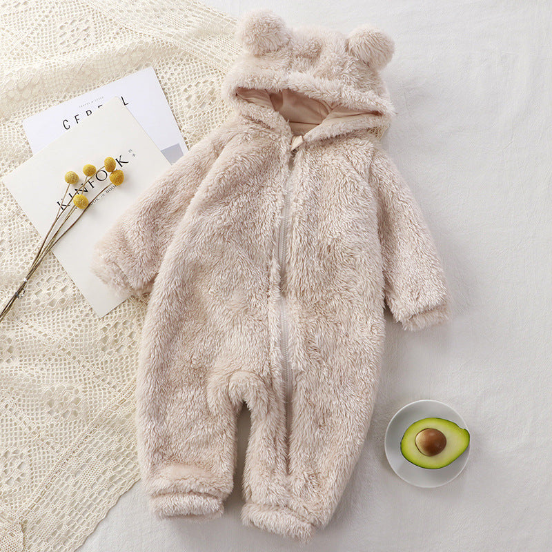 قطعة واحدة من ملابس الأطفال الشتوية الدافئة لحديثي الولادة من القطيفة