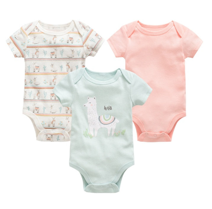 Baby onesies three-piece suit new cotton short-sleeved sweater baby clothes clothes