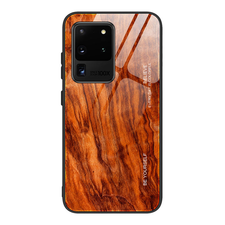 Étui de téléphone en verre trempé en bois