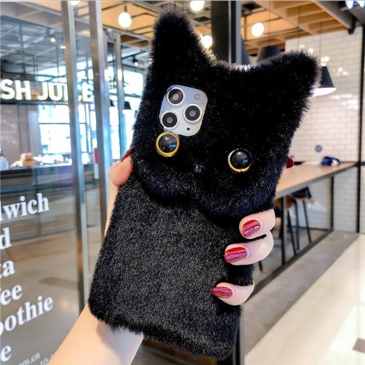 Autumn And Winter Plush Cute Cat Phone Case