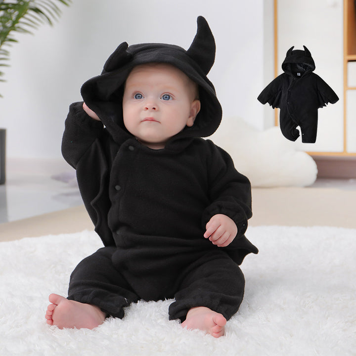 Baby onesies baby halloween bat hooded onesies lilla djävulformade onesies