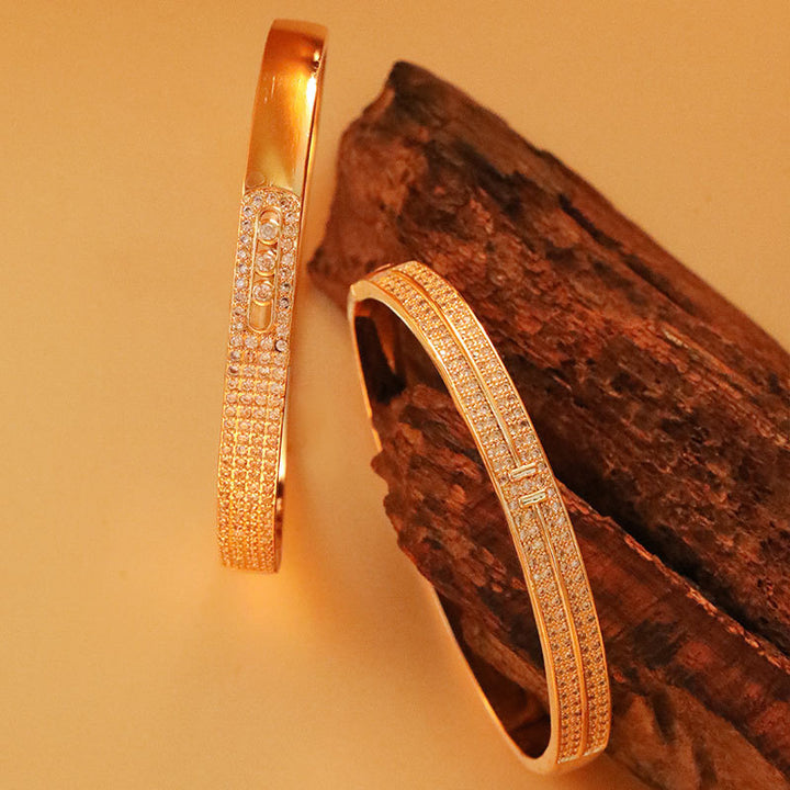 Gold plattiert eingelegtes Zirkoniumarmband einfache Persönlichkeit Hände