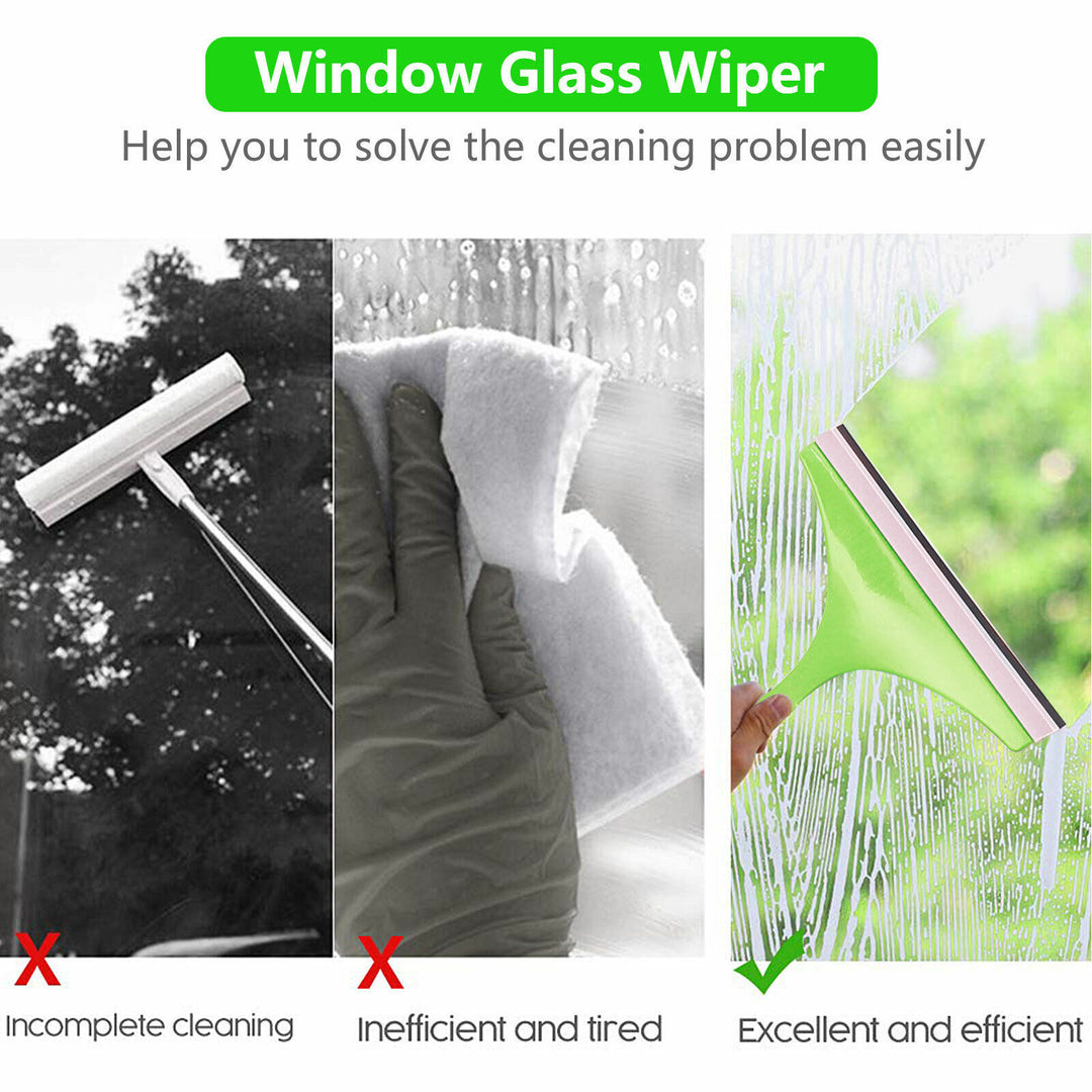 3X Glass Window Wiper Cleaner Squeegee Shower Screen Mirror Home Car Blade Brush Simple Green Car Glass Window Cleaner Wiper Cleaner Household Cleaning Brush Window Cleaning Tools