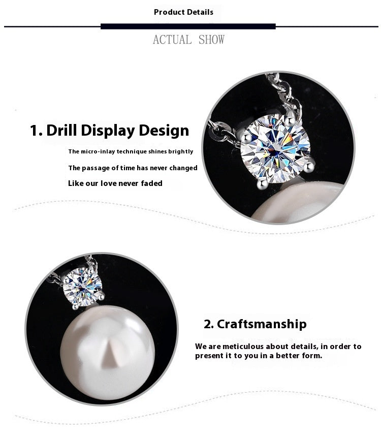 S925 Collier de perle de luxe léger en argent sterling classique
