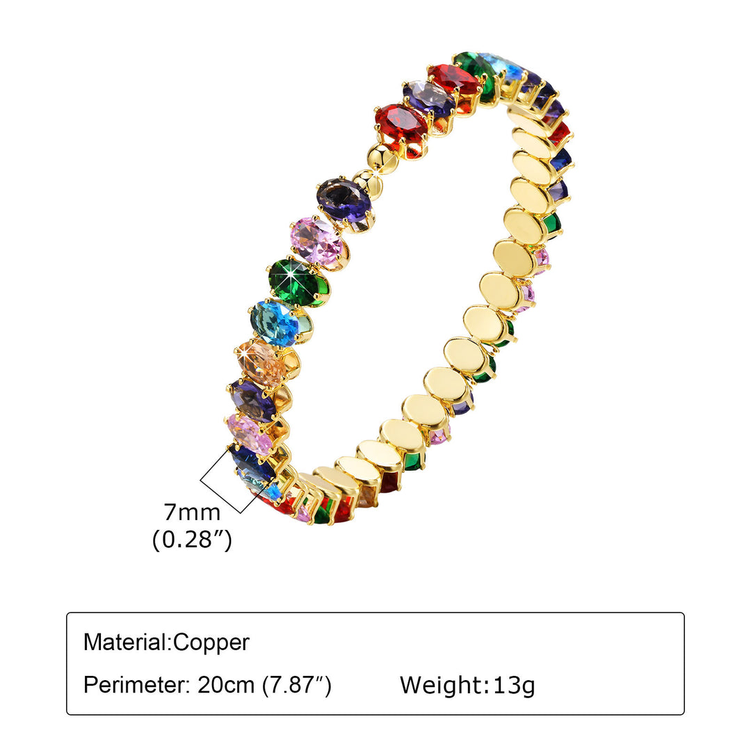 Fashion Women's Colorful Oval Zircon Bracelet
