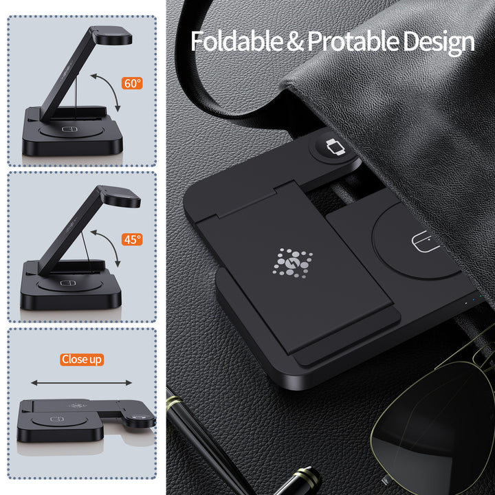 Watch Mobile Phone Headset Foldable Three-in-one Wireless Charger