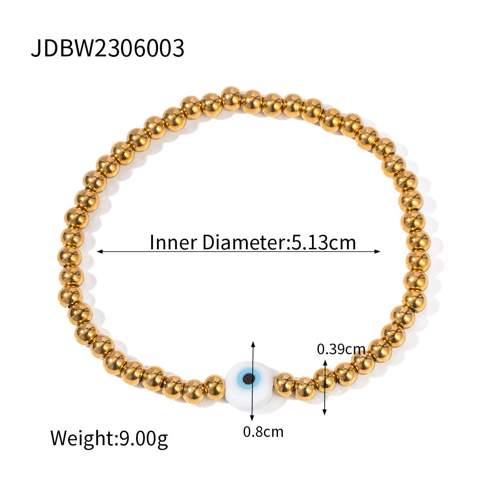 INS Style 18K Gold Stainless Steel4MM Stretch Bracelet