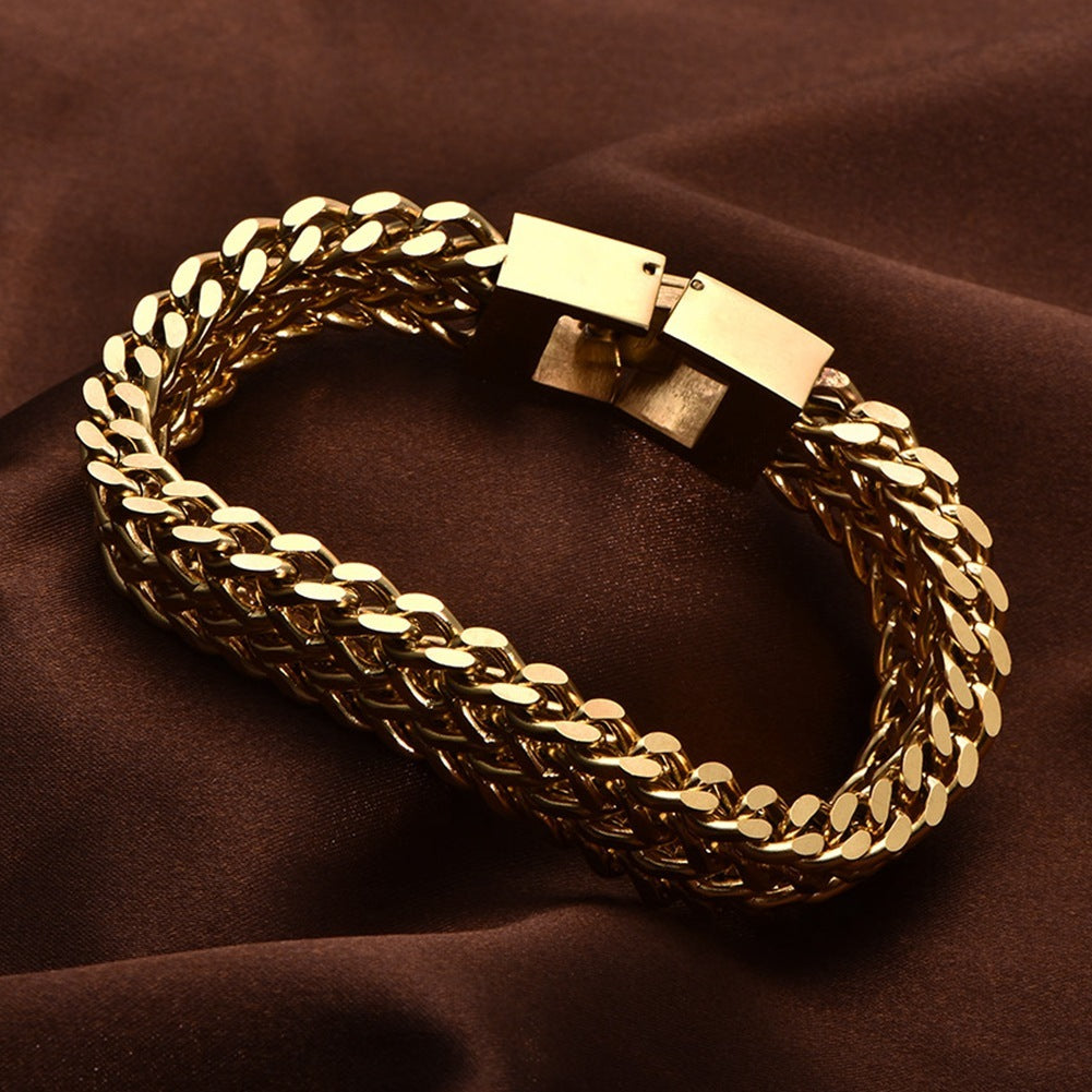 Biżuteria ze stali nierdzewnej Mężczyźni i kobiety złota podwójna łańcuch łańcucha łańcucha