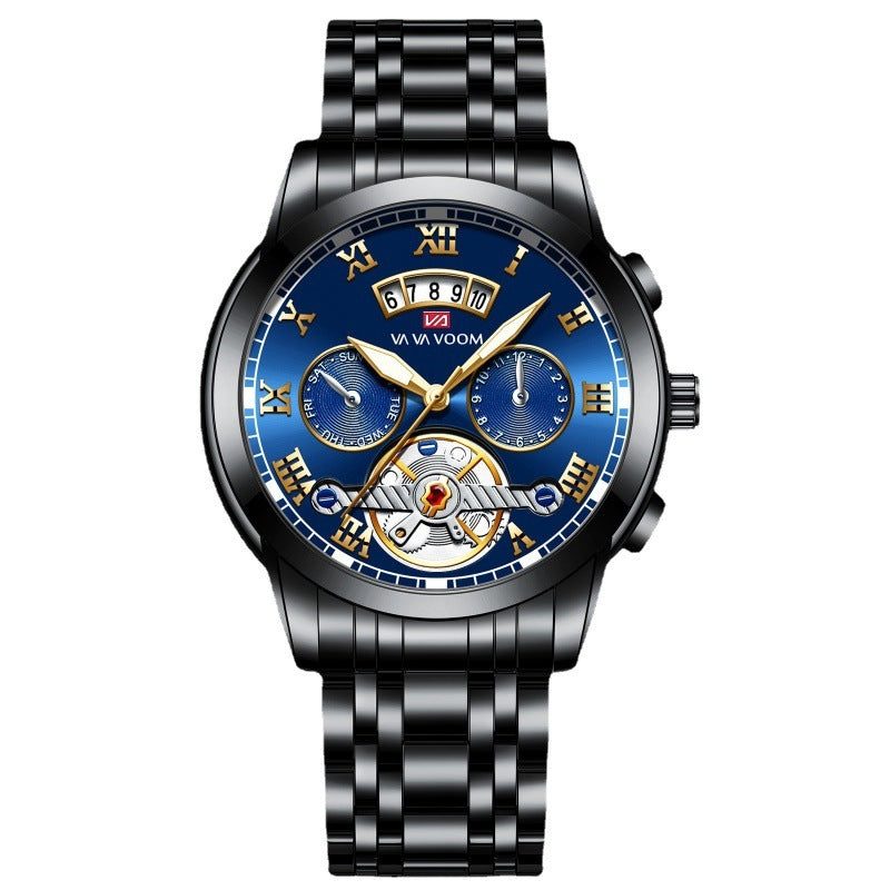 Montre à quartz Tourbillon pour hommes en acier inoxydable