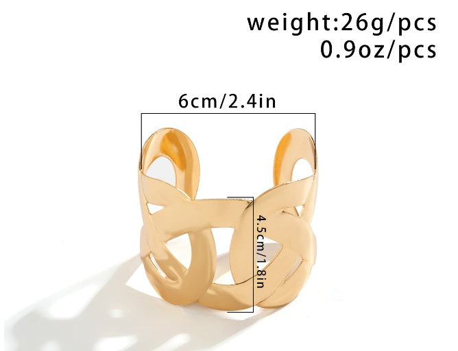 Ornament Personality Trend 8-word Buckle Cross Simple Wide Surface Hollow Metal Bracelet