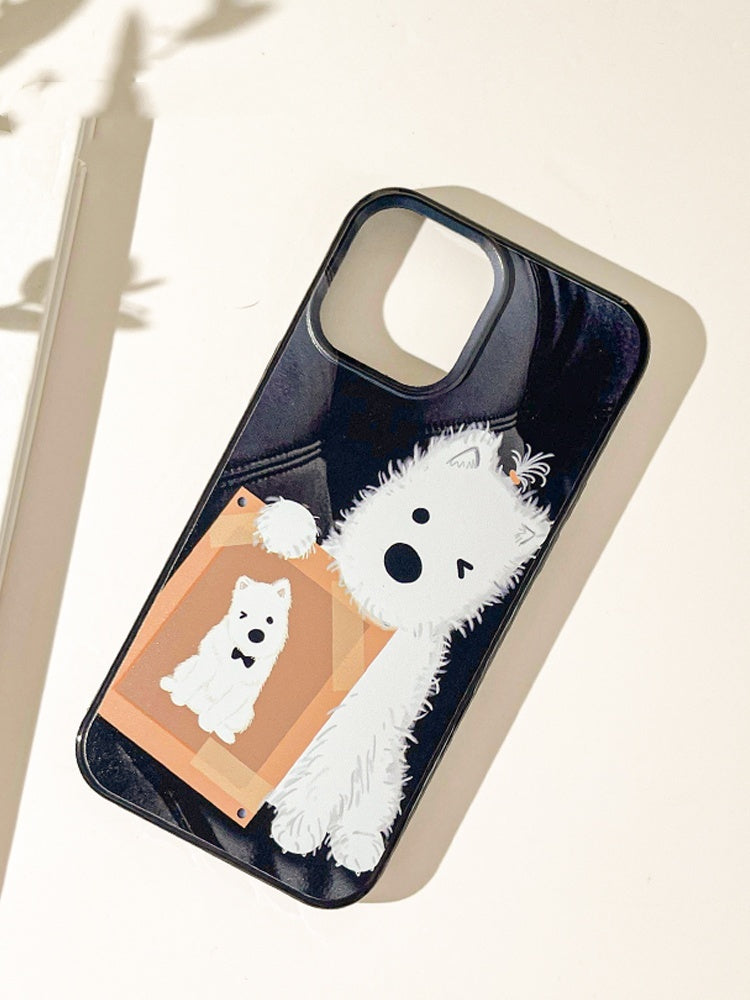 Cartoon Cute Plush Dog All-inclusive oporne na telefon etui