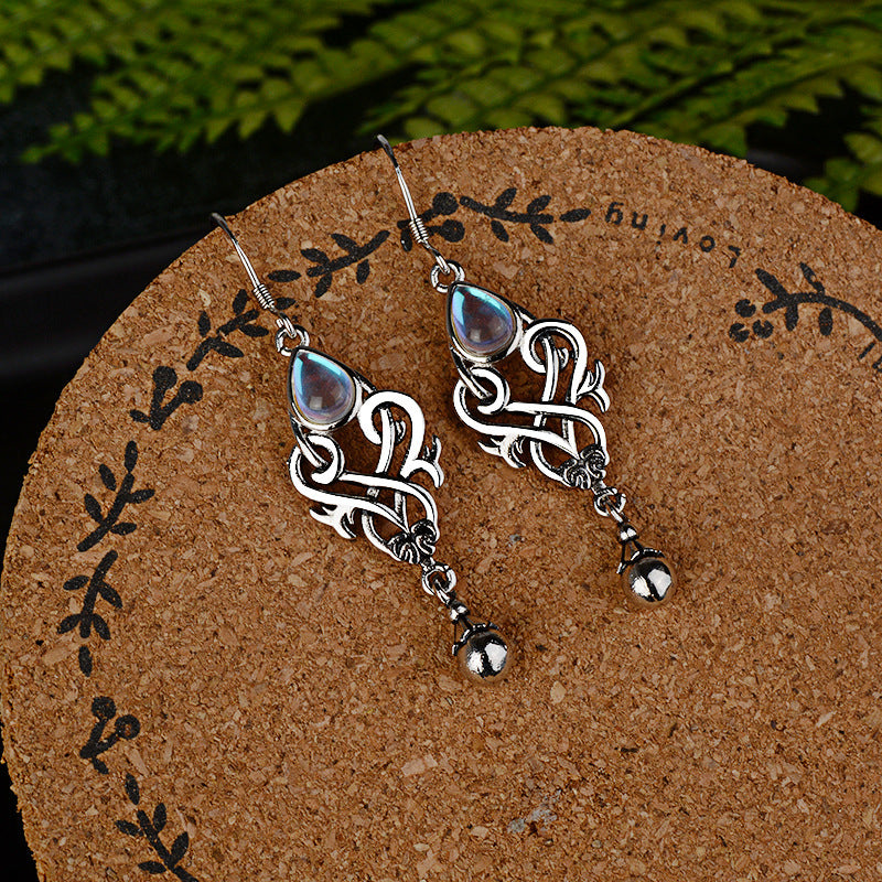 Inlaid Colorful Moonstone Earrings Ladies