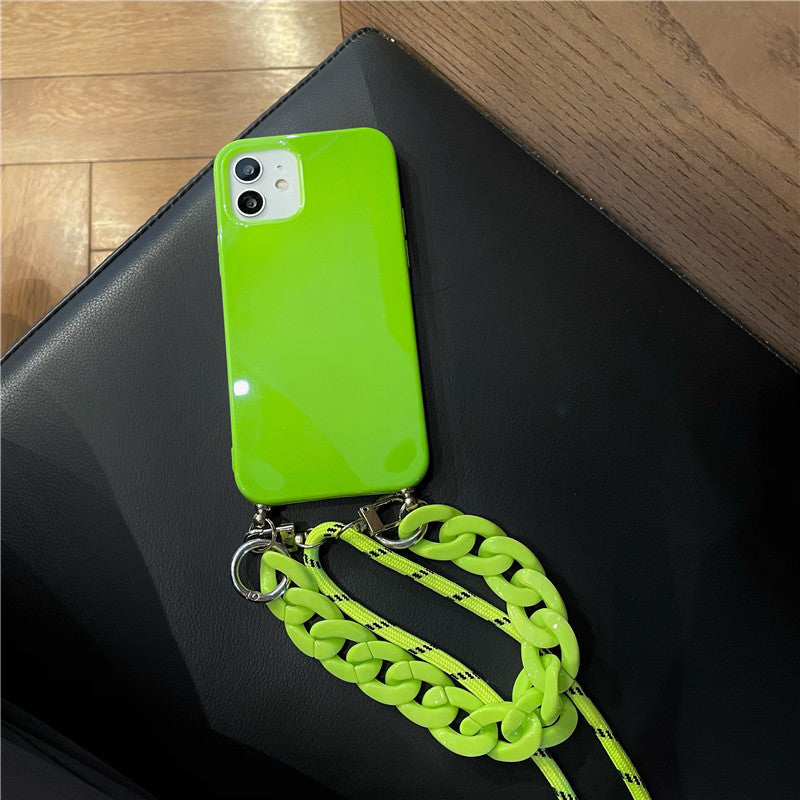 Étui de téléphone gelée de silicone vert fluorescent
