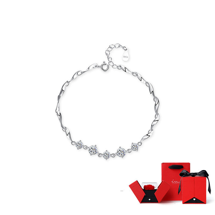 Sterling Silver Bracelet For Girls Simple Niche Design