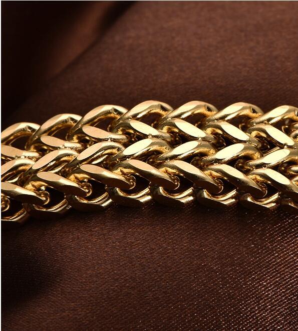 Stainless steel jewelry men and women gold double-layer grinding chain bracelet