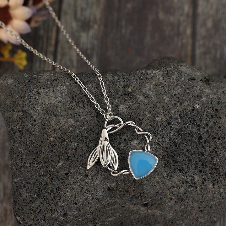 Mode simple orchidée tressée Blue Epoxy Collier pour femmes