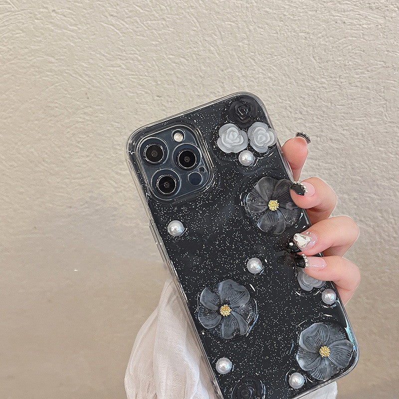 Epoxy Glitter Flower Phone Case Silicone