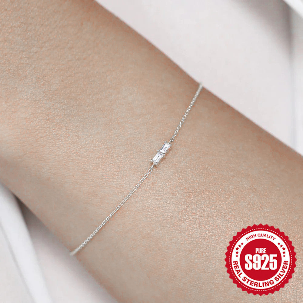 S925 Bracelet pour femmes en argent sterling micro zircon incrusté simple
