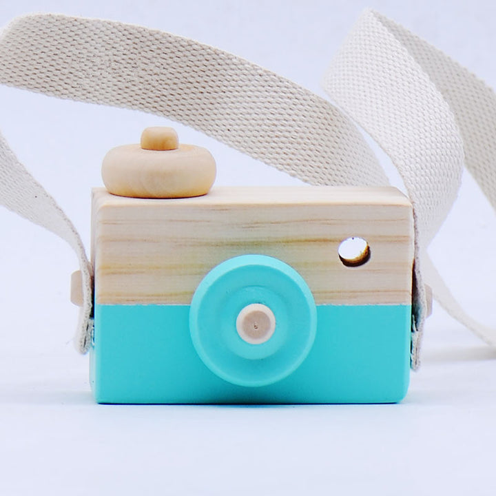 Schattige houten speelgoedcamera babykinderen