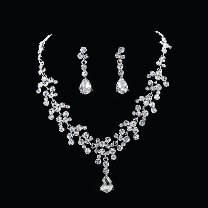 Women's Crystal Earrings Wedding Two Piece Set