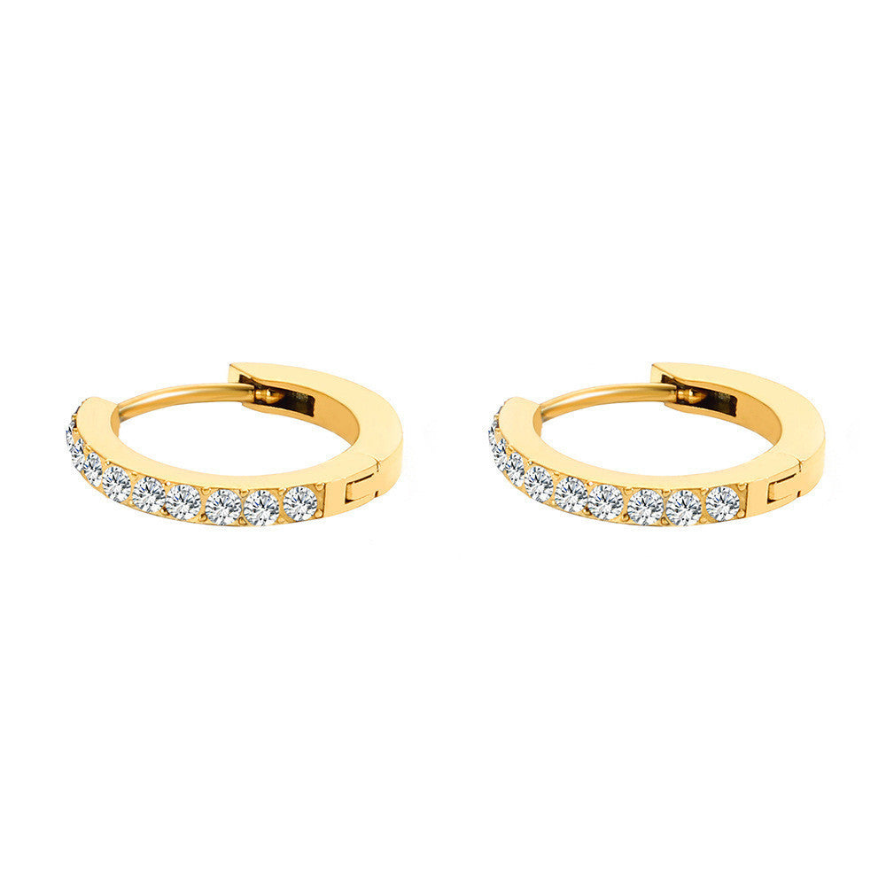 Light Luxury Full Diamond Round Ring Earrings Ear Clip Jewelry