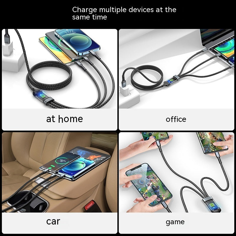 Three-in-one Mobile Phone With Light 6A Super Fast Charge Data Cable