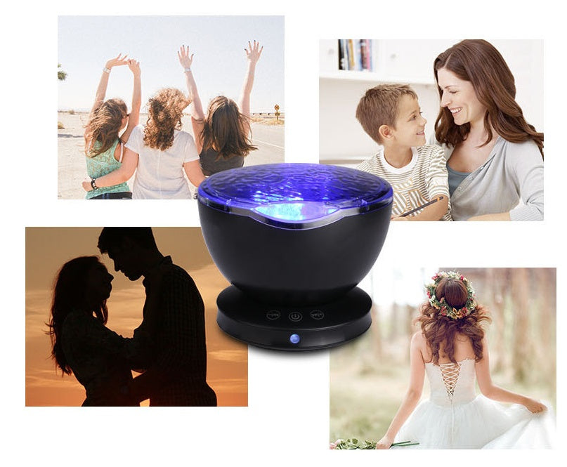 Ocean Wave Projector LED Night Light Remote Control TF Cards Musikspelare Talare Aurora Projection
