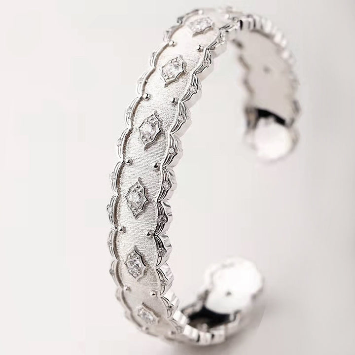 Silverguldpläterad domstol diamant inlay armband