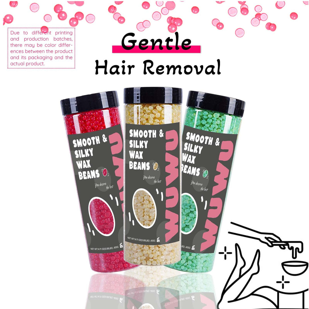 Wuwuvista Hard Wax Beads 14.11 oz Botella de cera frijoles de cera depilación con cera para el calentador de cera frijoles sin dolor para todo el cabello, cuerpo, cara, pierna, axila a los axilas