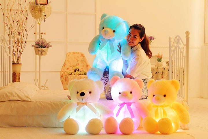 Kreatives Licht LED TEDDY BEIGE VOLLTE Tiere Plüsch Spielzeug Buntes leuchtendes Weihnachtsgeschenk für Kinderkissen
