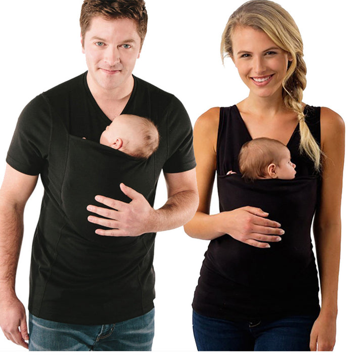 Mutter Träger Baby T -Shirt -Stoff