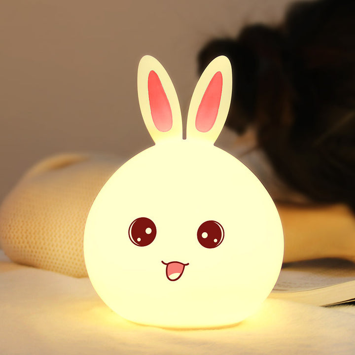 Mignon lumière de nuit animal lapin lesmpes de nuit toucher le capteur en silicone LED Colorful Lights