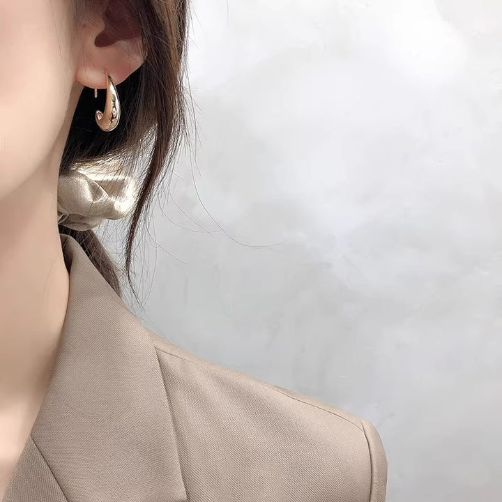 Kvinnors mode geometri mönster metall c-ringörhängen