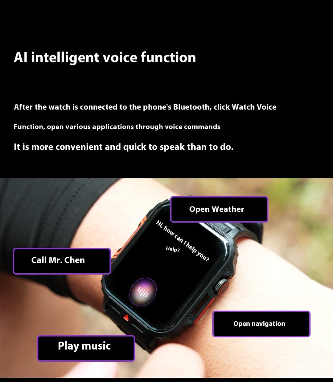 Intelligens vezeték nélküli hívás Sport Step Count Watch