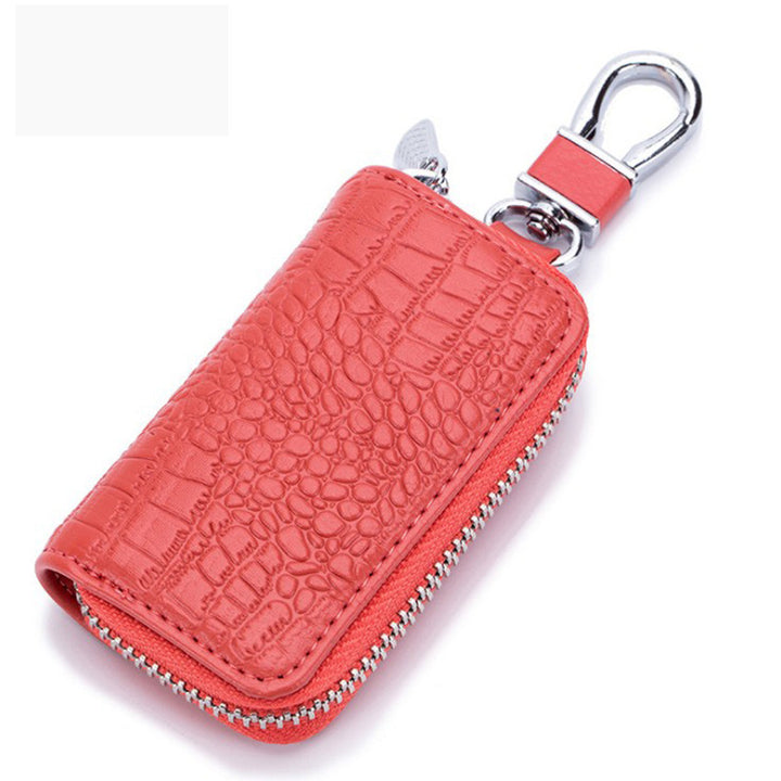 Leather Zipper Car Key Case