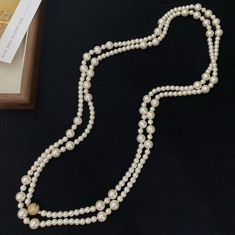 Collana di perle extra lunga per donne alla moda e versatile