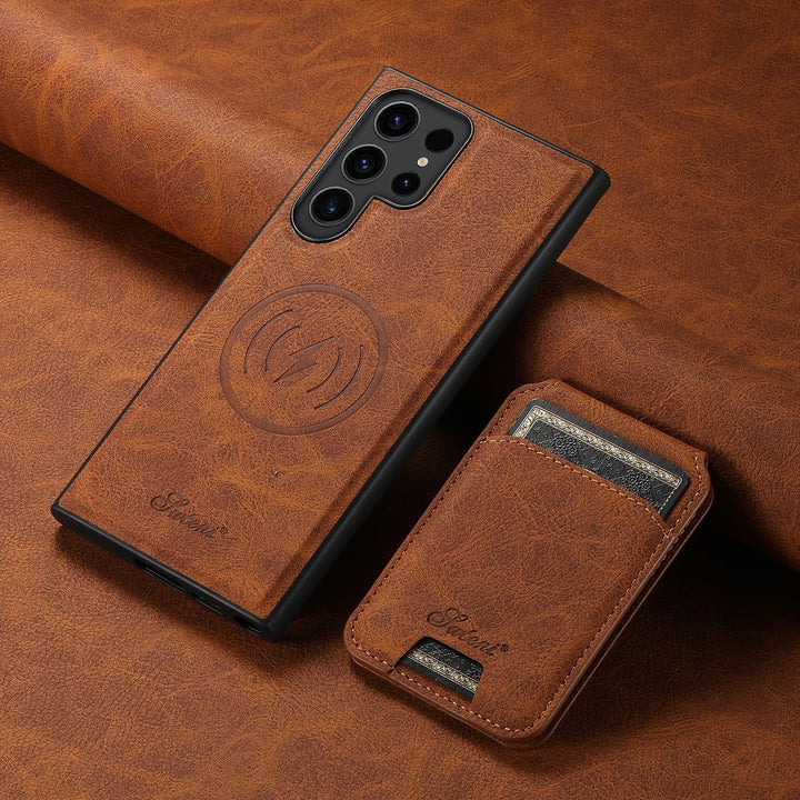 Deux-on d'un téléphone mobile Téléphone de téléphone en cuir support de carte magnétique