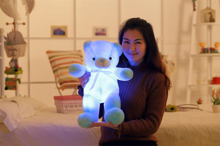 Kreatives Licht LED TEDDY BEIGE VOLLTE Tiere Plüsch Spielzeug Buntes leuchtendes Weihnachtsgeschenk für Kinderkissen