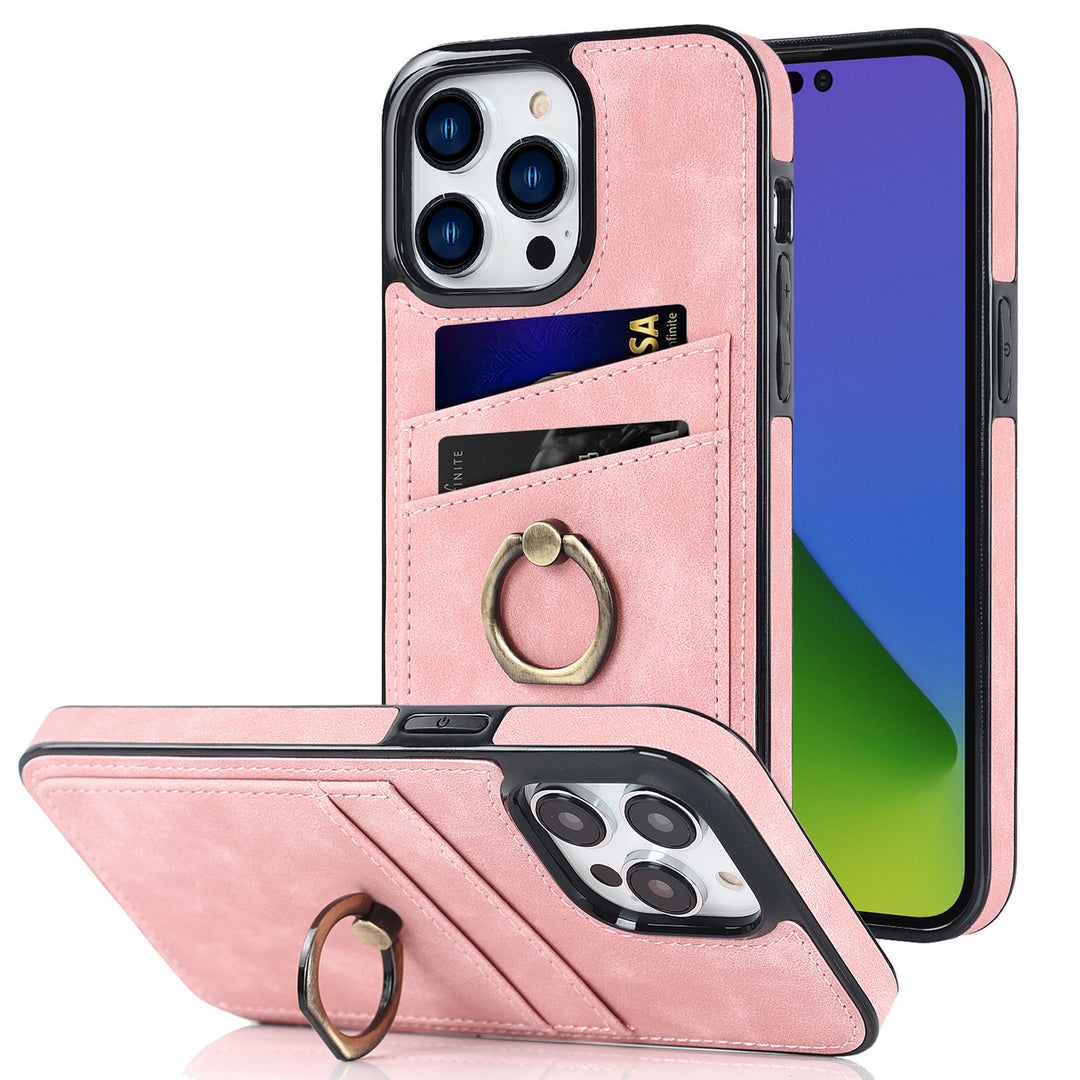 Drop-in Card Phone Case With Ring Bracket