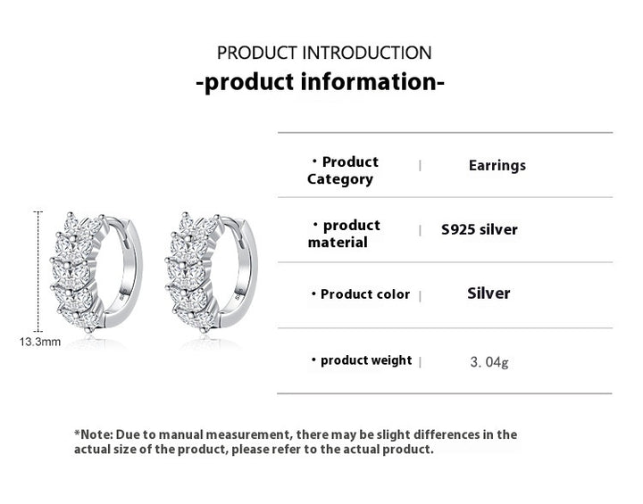 S925 Cercei în formă de frunze cu diamante argintii sterline pentru femei
