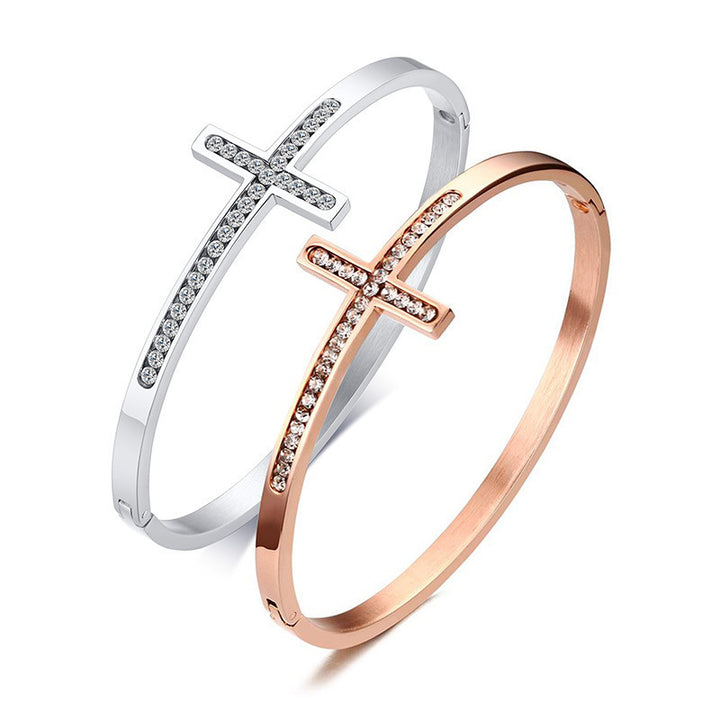 Fashion Edelstahl -Diamantkreuz -Armband
