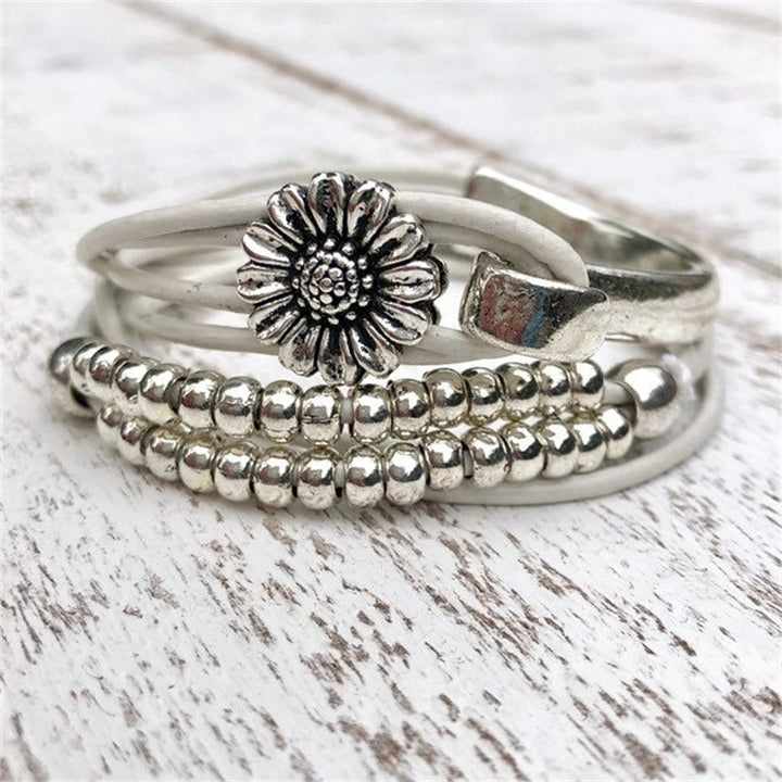 Pulsera de cuero de flores de brazalete