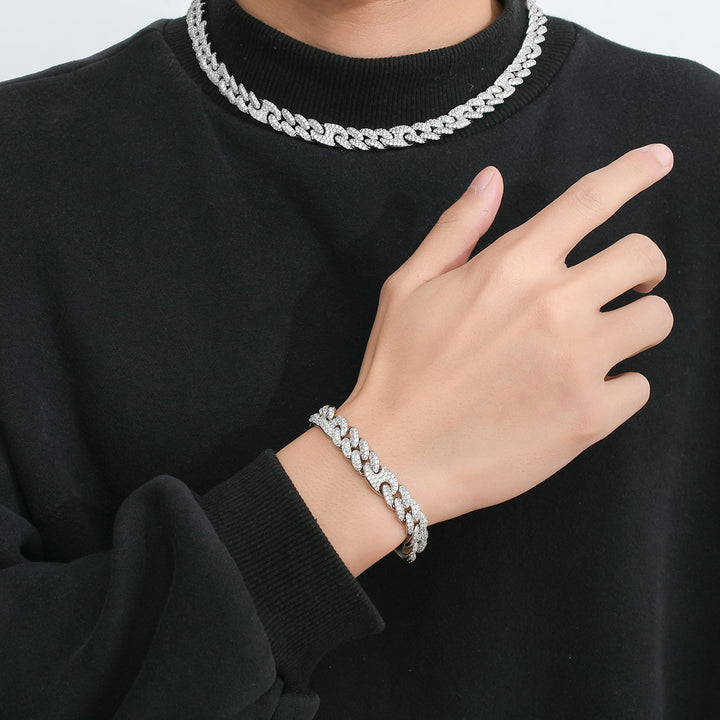 Lanț Micro Inlaid Zircon Chain Hip Hop Brățară pentru bărbați și femei