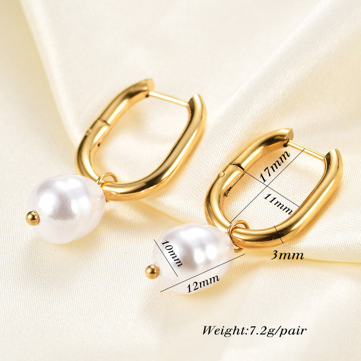 Women's Fashion Imitation Pearl U-shaped Hollow Stud Earrings