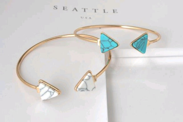 Marbled Triangle Turquoise Bracelet Personality Alloy Bracelet