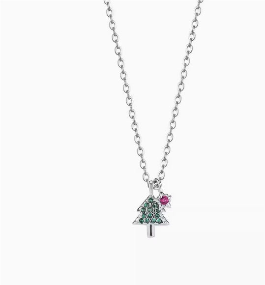 Kerstmis kleine boom ketting sleutelbeen ketting high-end puur zilveren licht luxe niche 925